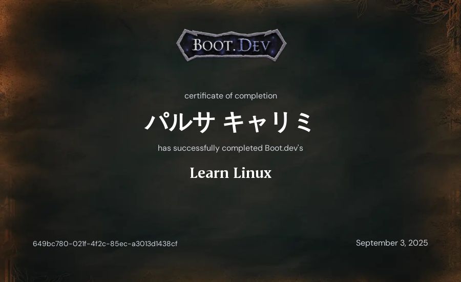 パルサ キャリミ's Boot.dev Learn Linux certificate