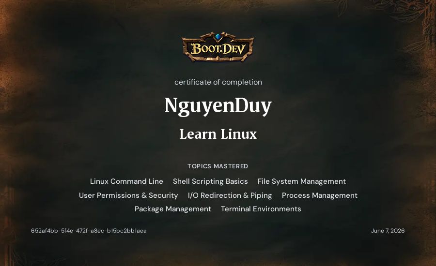 NhimSu's Boot.dev Learn Linux certificate