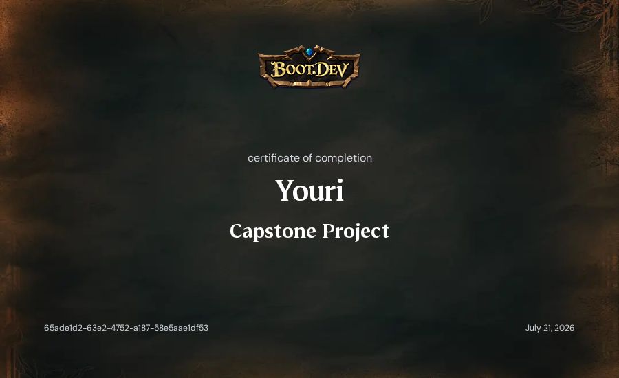 Youri's Boot.dev Capstone Project certificate