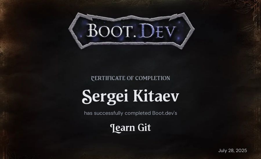 Sergei Kitaev's Boot.dev Learn Git certificate