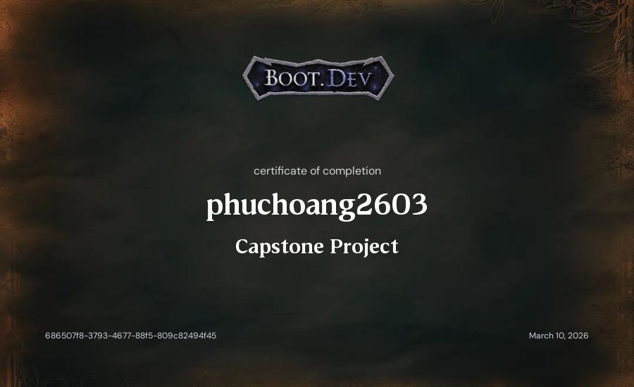 phuchoang2603's Boot.dev Capstone Project certificate