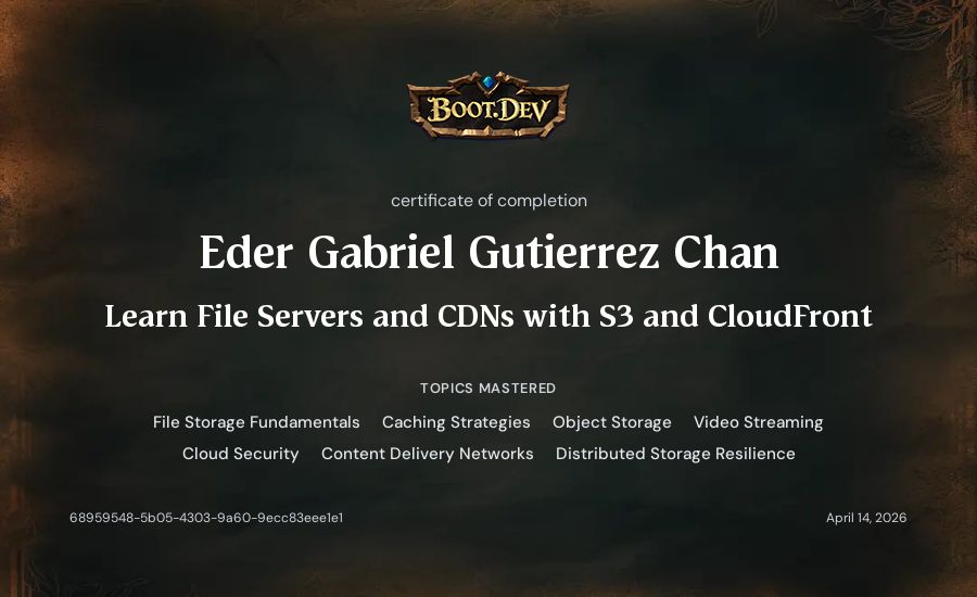 Eder Gabriel Gutierrez Chan's Boot.dev Learn File Servers and CDNs with S3 and CloudFront certificate
