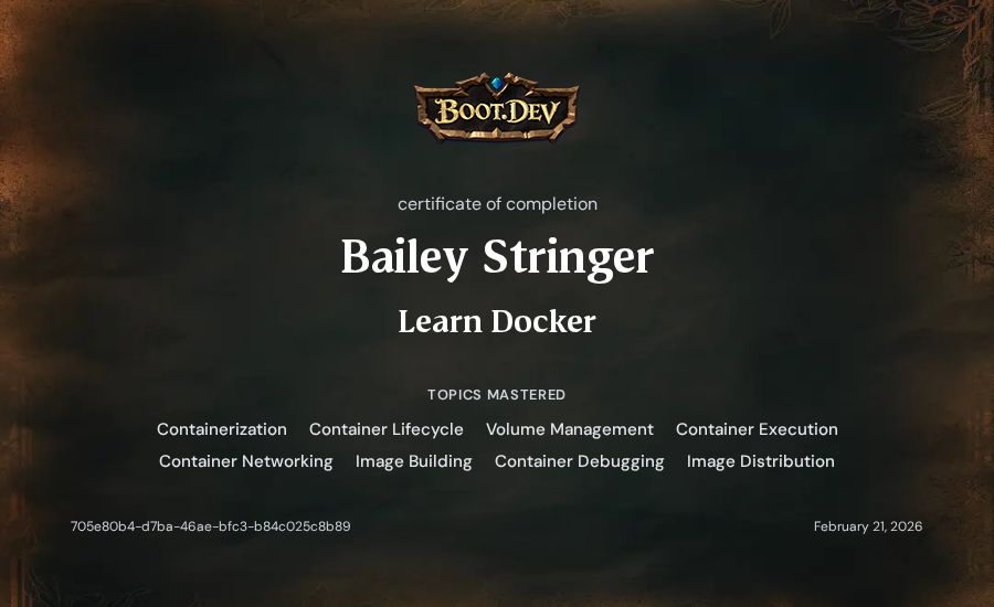 Bailey Stringer's Boot.dev Learn Docker certificate