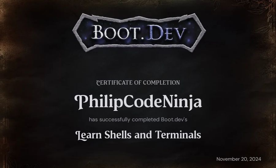 PhilipCodeNinja's Boot.dev Learn Linux certificate