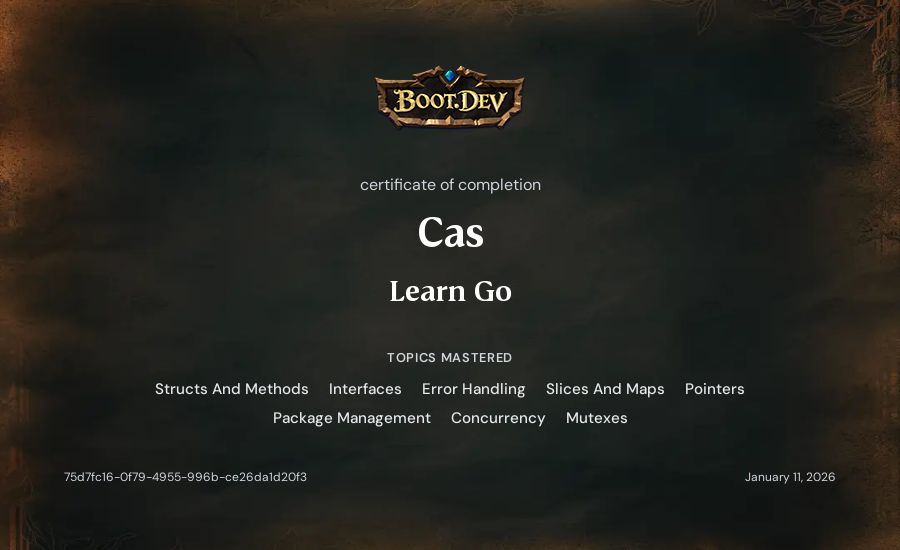 Cas's Boot.dev Learn Go certificate