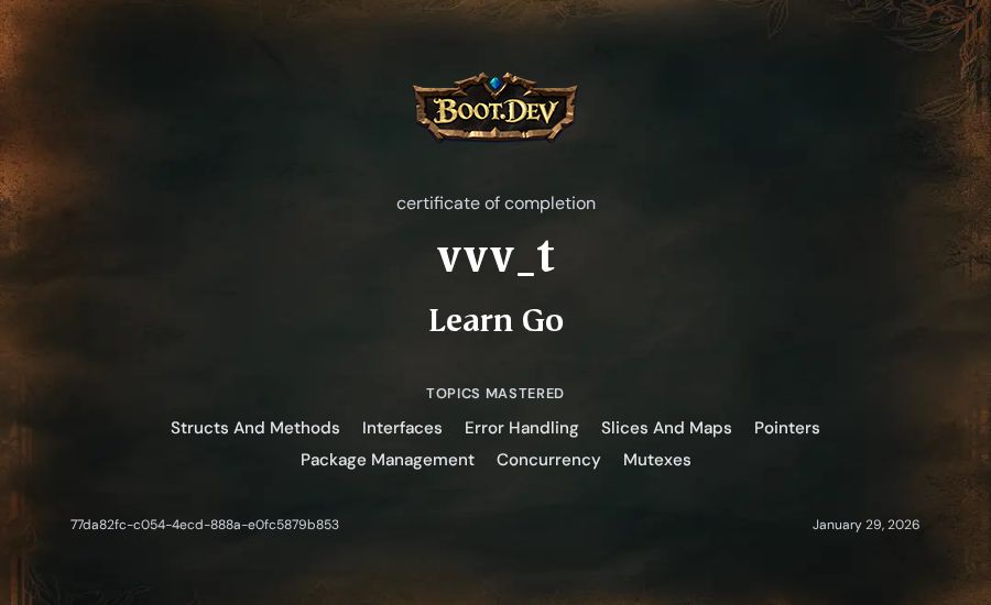 vvv_t's Boot.dev Learn Go certificate