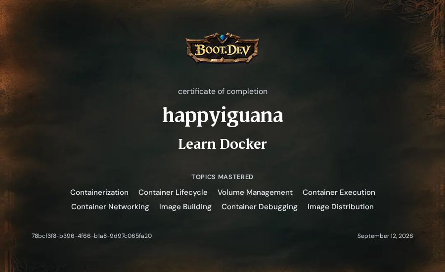 happyiguana's Boot.dev Learn Docker certificate