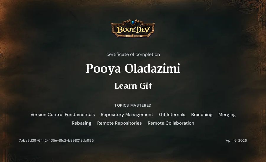 Pooya Oladazimi's Boot.dev Learn Git certificate