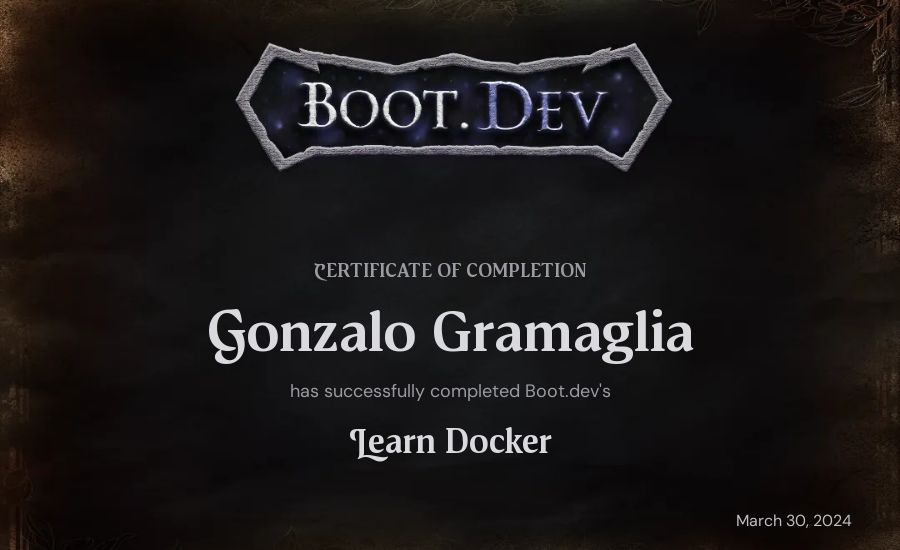 Gonzalo Gramaglia's Boot.dev Learn Docker certificate
