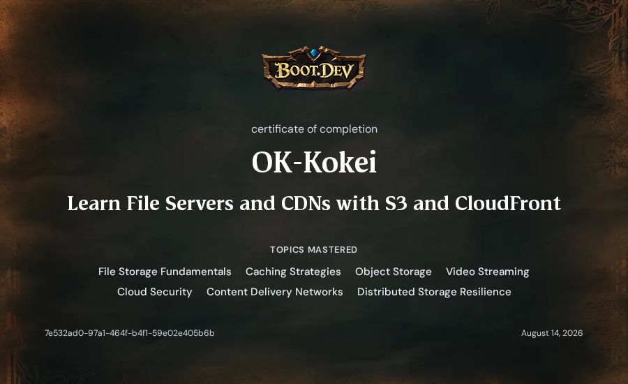 OK-Kokei's Boot.dev Learn File Servers and CDNs with S3 and CloudFront certificate
