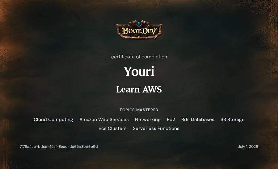 Youri's Boot.dev Learn AWS certificate