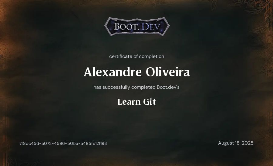 Alexandre Oliveira's Boot.dev Learn Git certificate