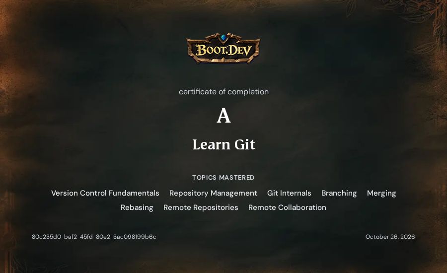 A's Boot.dev Learn Git certificate