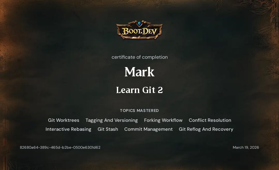 Mark's Boot.dev Learn Git 2 certificate