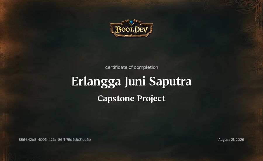 Erlangga Juni Saputra's Boot.dev Capstone Project certificate
