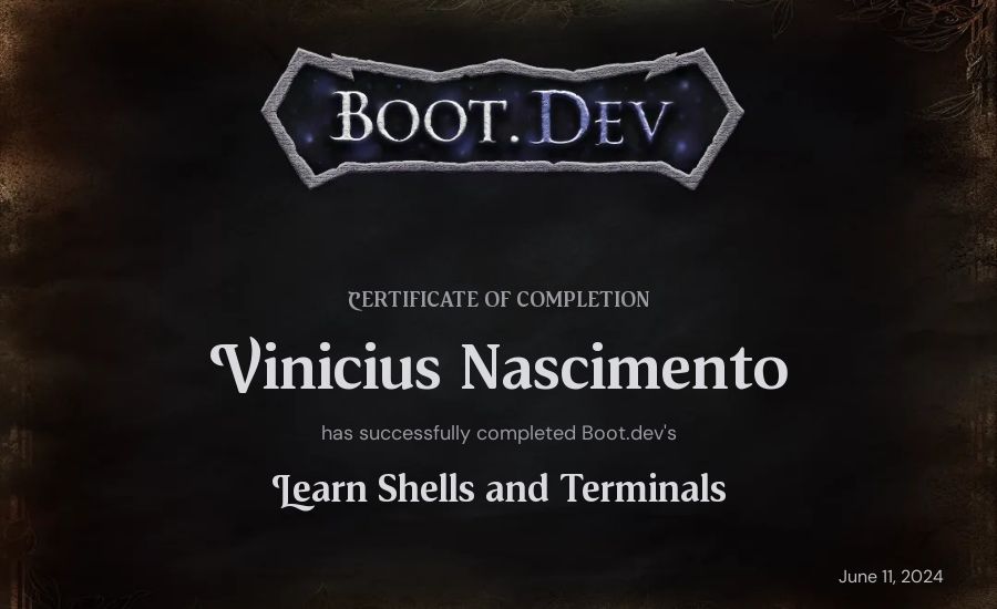Vinicius Nascimento's Boot.dev Learn Linux certificate