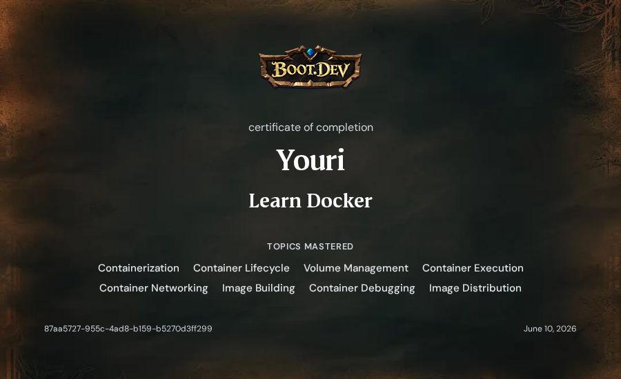 Youri's Boot.dev Learn Docker certificate