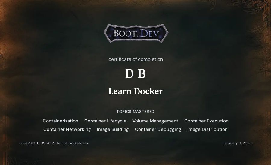 D B's Boot.dev Learn Docker certificate