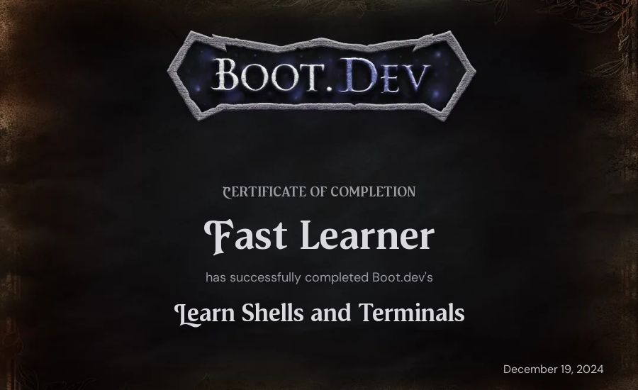 Adam's Boot.dev Learn Linux certificate