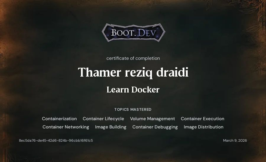 Thamer reziq draidi's Boot.dev Learn Docker certificate