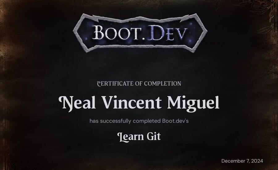 Neal's Boot.dev Learn Git certificate
