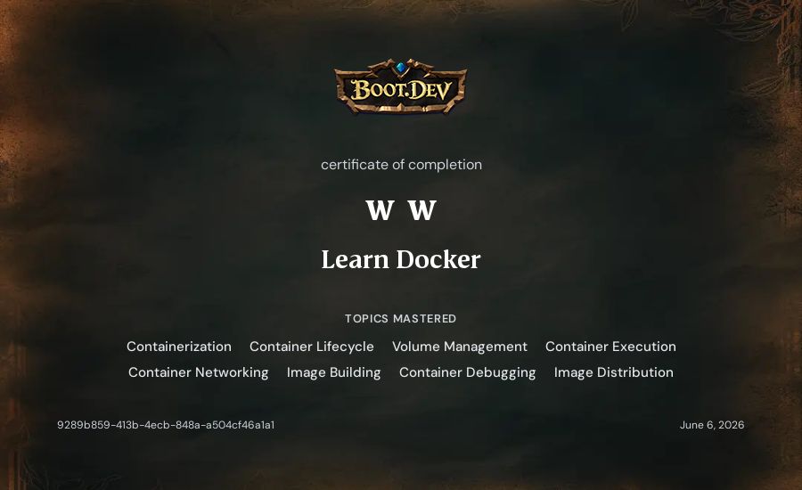 chubby cheeks's Boot.dev Learn Docker certificate