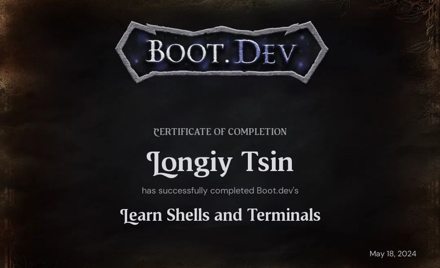 Longiy Tsin's Boot.dev Learn Linux certificate