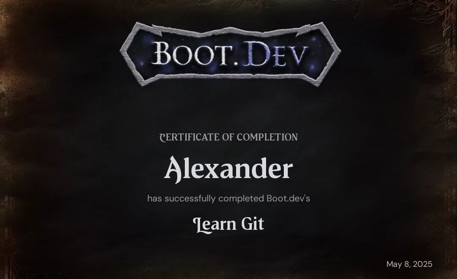 Alexander's Boot.dev Learn Git certificate