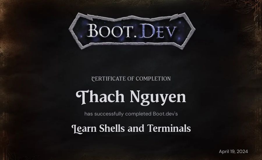 Thach Nguyen's Boot.dev Learn Linux certificate
