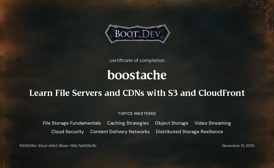 boostache's Boot.dev Learn File Servers and CDNs with S3 and CloudFront certificate