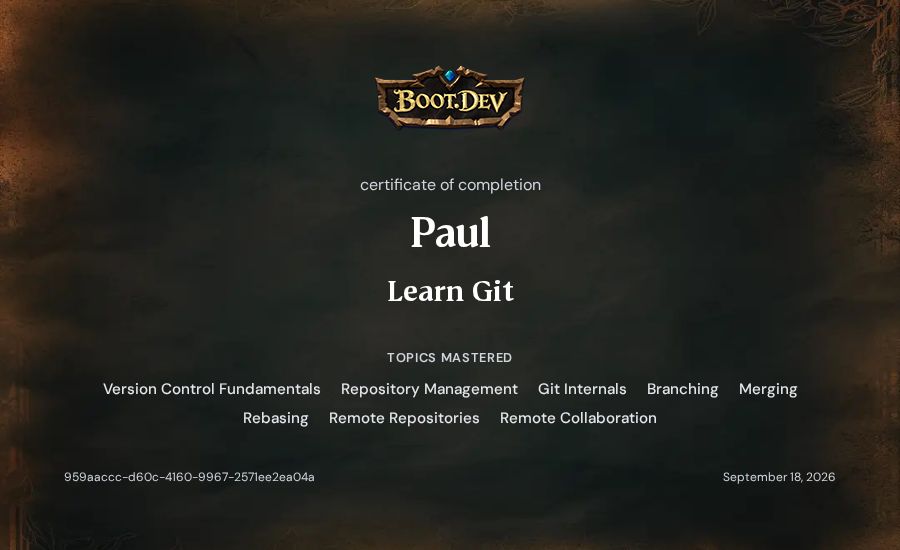 Paul's Boot.dev Learn Git certificate