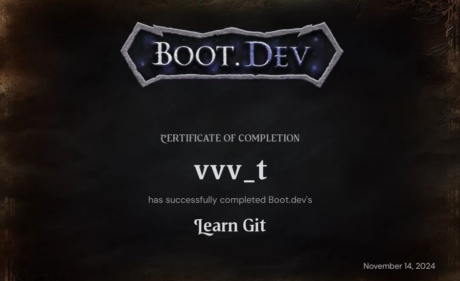 vvv_t's Boot.dev Learn Git certificate