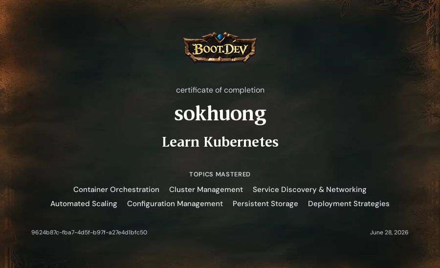 Sokhuong's Boot.dev Learn Kubernetes certificate
