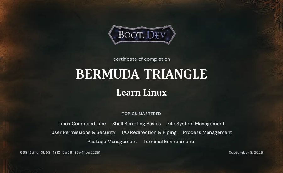 Artur Nurullin's Boot.dev Learn Linux certificate