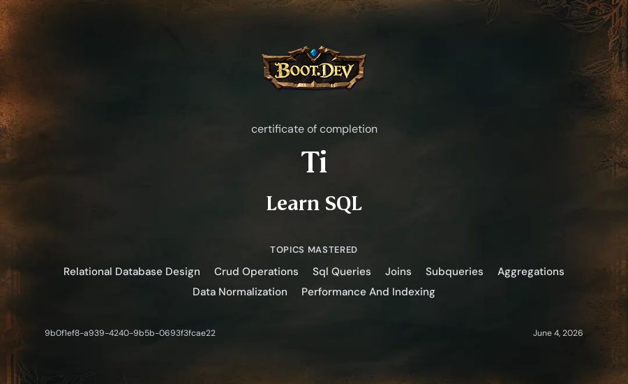 Ti's Boot.dev Learn SQL certificate