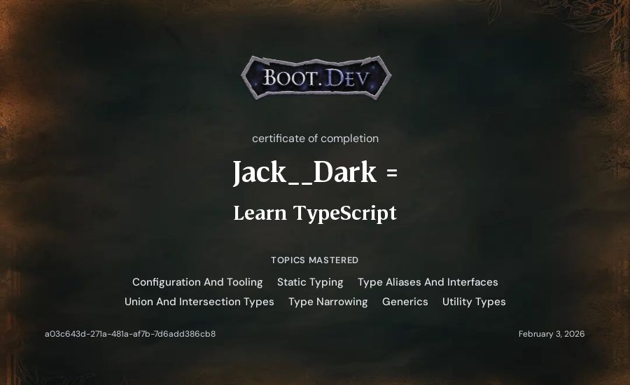 Jack__Dark ='s Boot.dev Learn TypeScript certificate