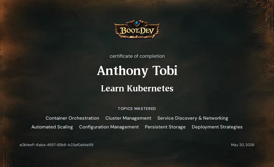 Anthony Tobi's Boot.dev Learn Kubernetes certificate