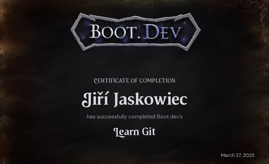 Jiří Jaskowiec's Boot.dev Learn Git certificate