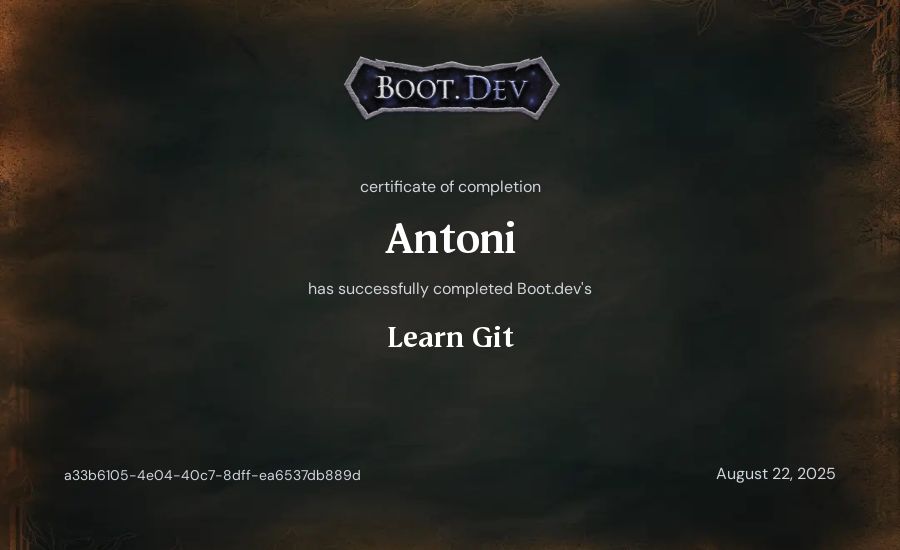 Anton's Boot.dev Learn Git certificate