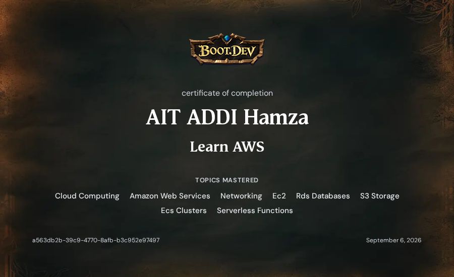 AIT ADDI Hamza's Boot.dev Learn AWS certificate