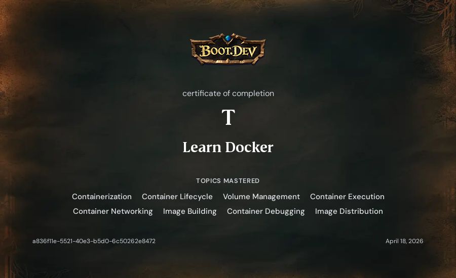 T's Boot.dev Learn Docker certificate