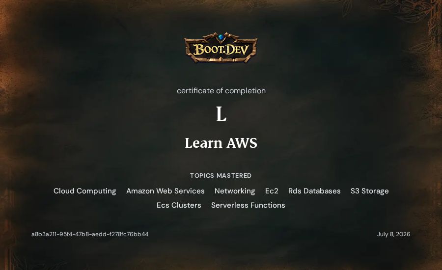 L's Boot.dev Learn AWS certificate