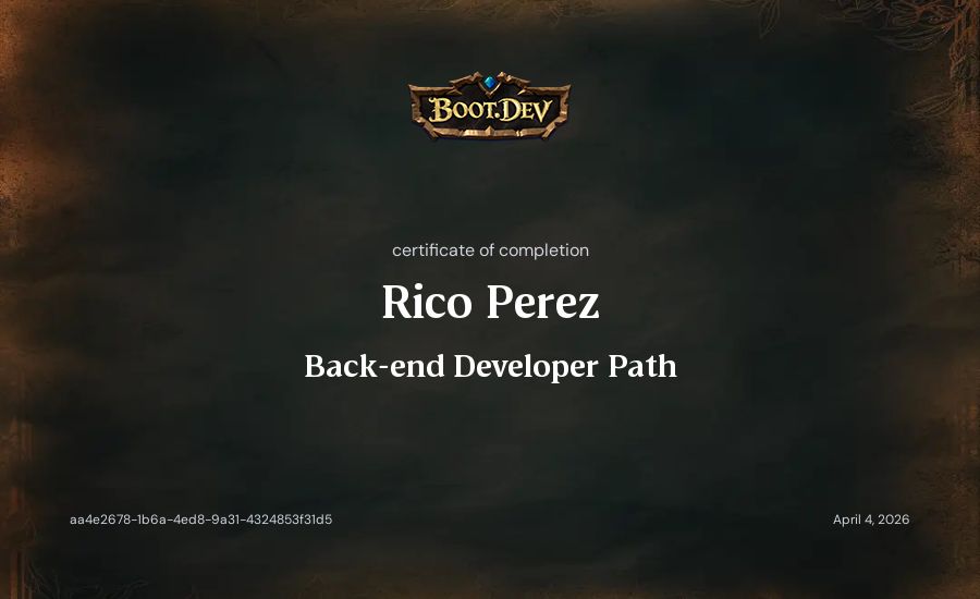 Celeste Perez's Boot.dev Backend Developer Path certificate