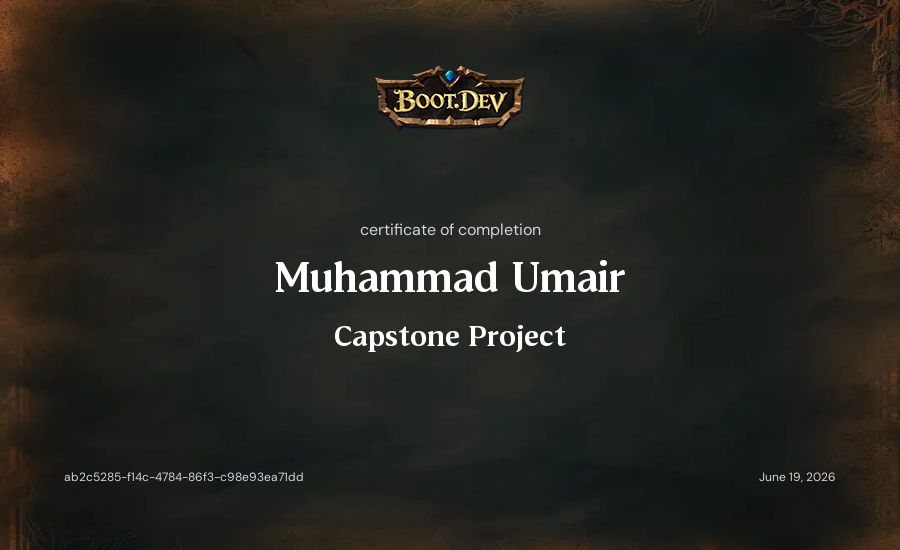 Muhammad Umair's Boot.dev Capstone Project certificate