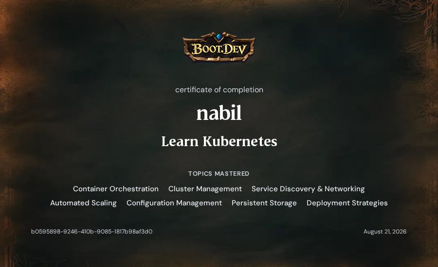 nabil's Boot.dev Learn Kubernetes certificate