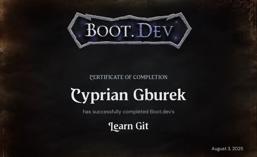 Cyprian Gburek's Boot.dev Learn Git certificate