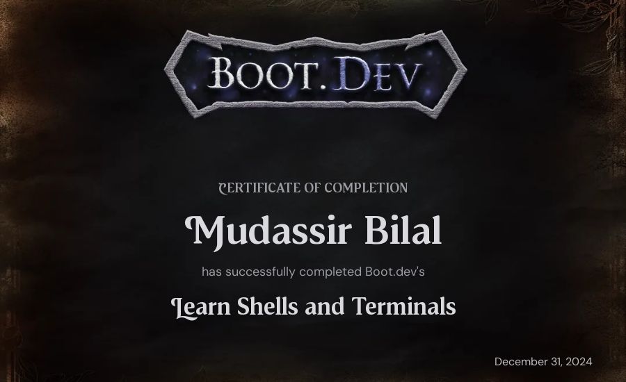 Mudassir Bilal's Boot.dev Learn Linux certificate