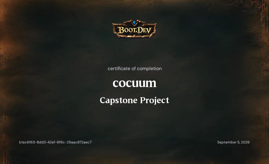 cocuum's Boot.dev Capstone Project certificate