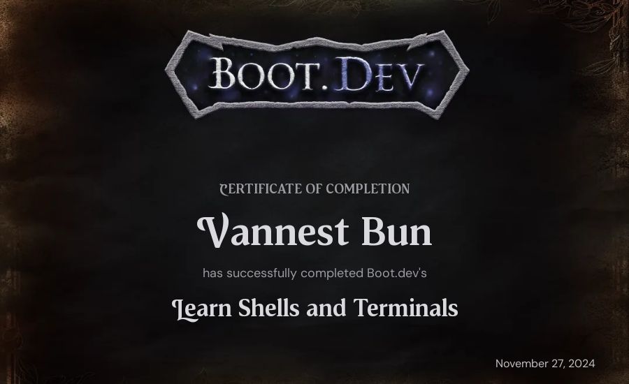 Vannest Bun's Boot.dev Learn Linux certificate
