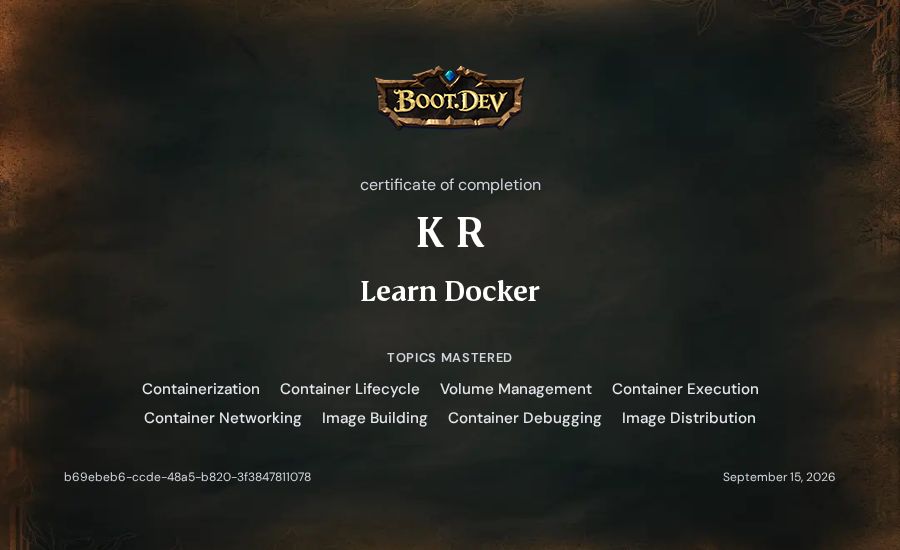 K R's Boot.dev Learn Docker certificate